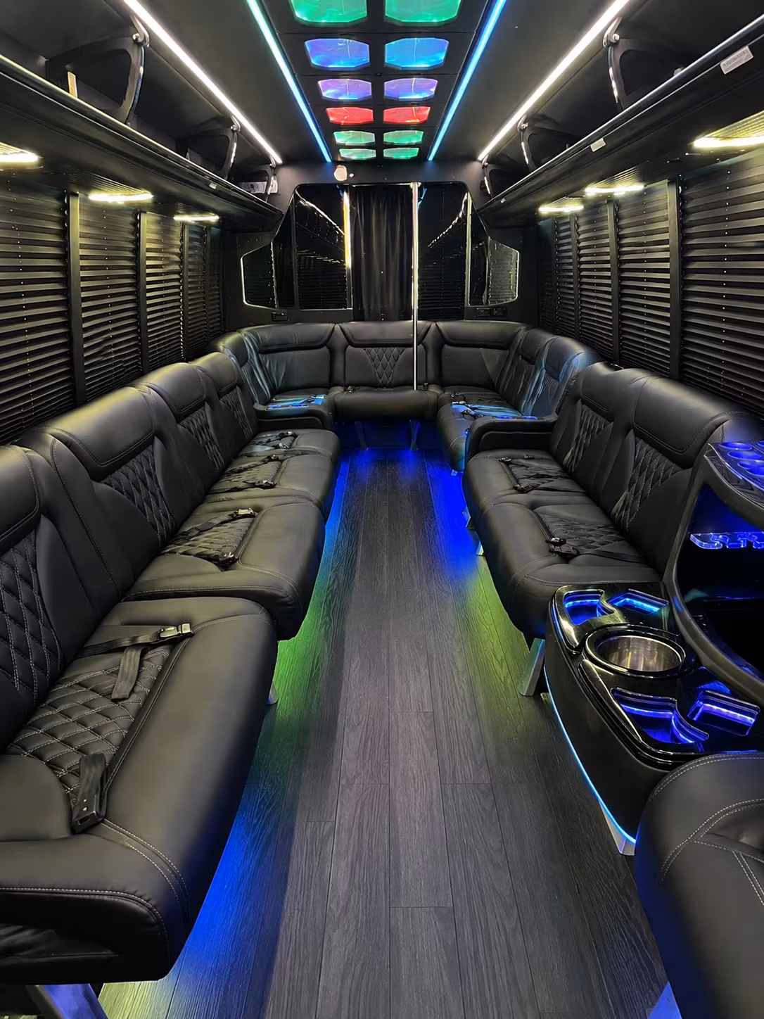 aliso viejo 20 passenger party bus interior