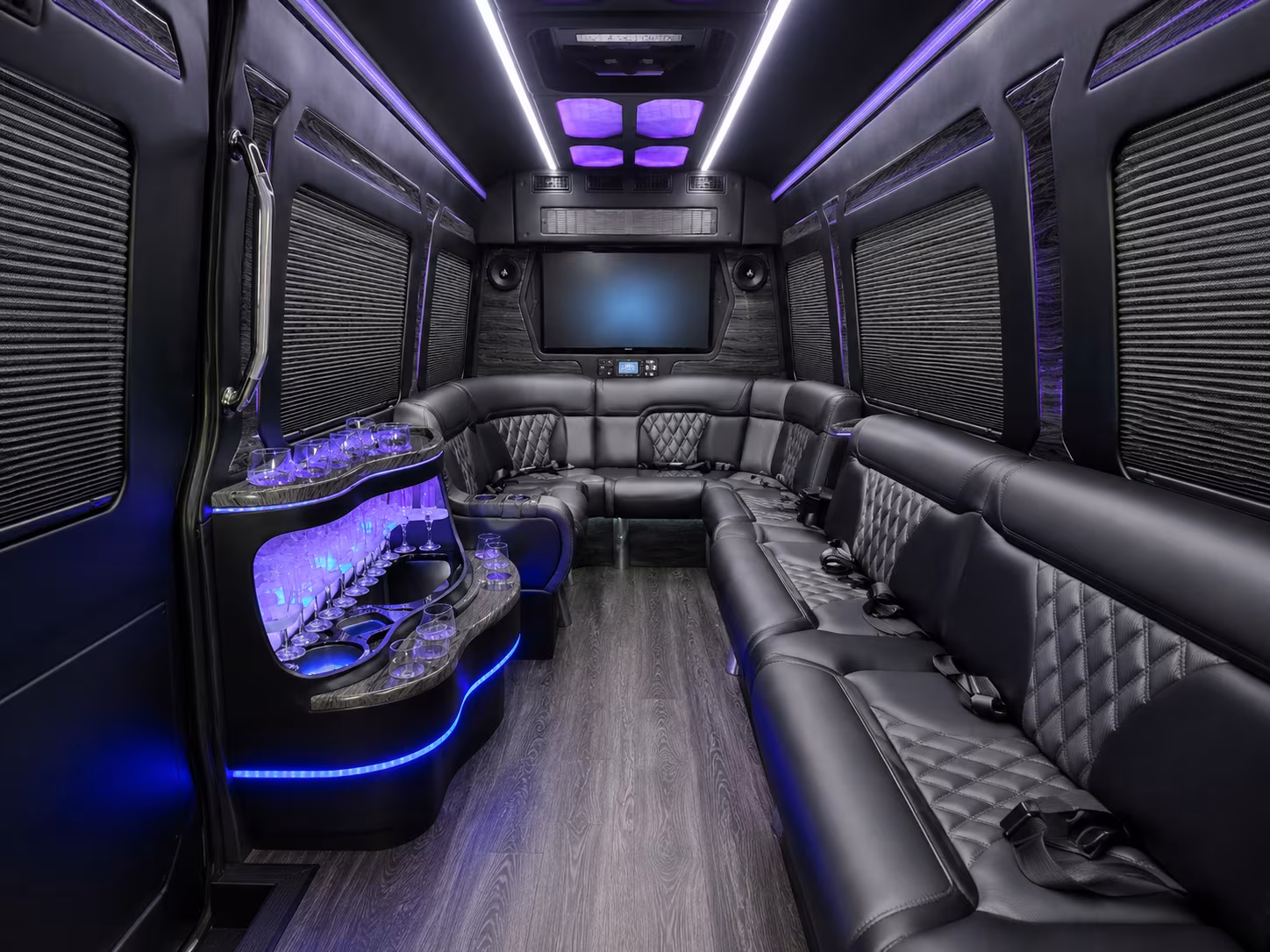 aliso viejo 40 passenger party bus inside
