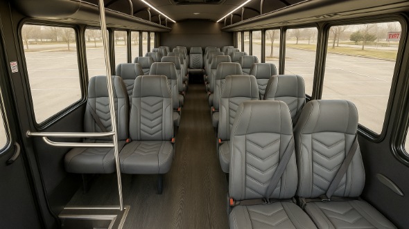 Interior of Charter Bus Company Lake Forest's 30 Passenger Minibus in Lake Forest