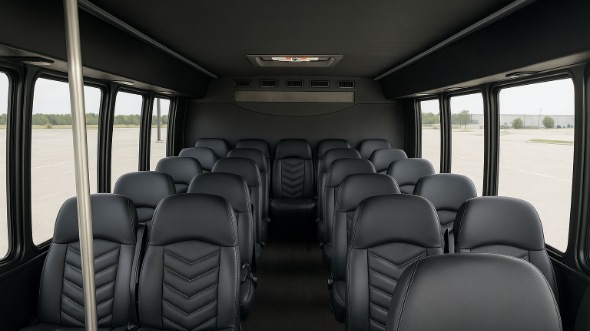 Interior of Charter Bus Company Mission Viejo's 35 Passenger Minibus in Mission Viejo