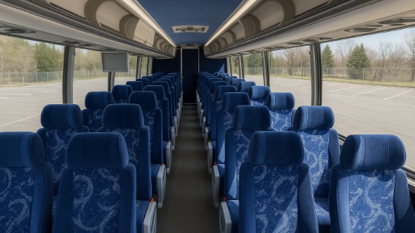 Interior of Charter Bus Company Tustin's 55 Passenger Charter Bus in Tustin