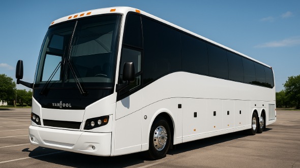 Exterior of Charter Bus Company Lake Forest's 55 Passenger Charter Bus in Lake Forest