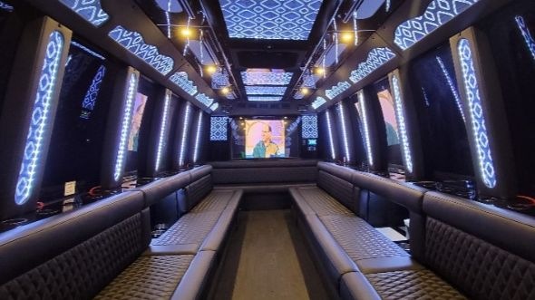Interior of Charter Bus Company Irvine's Party Bus in Irvine