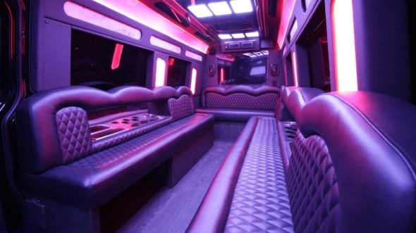 Interior of Charter Bus Company Costa Mesa's Sprinter Limo in Costa Mesa