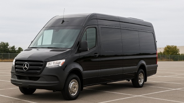 Exterior of Charter Bus Company Tustin's Sprinter Van Rental With Driver in Tustin